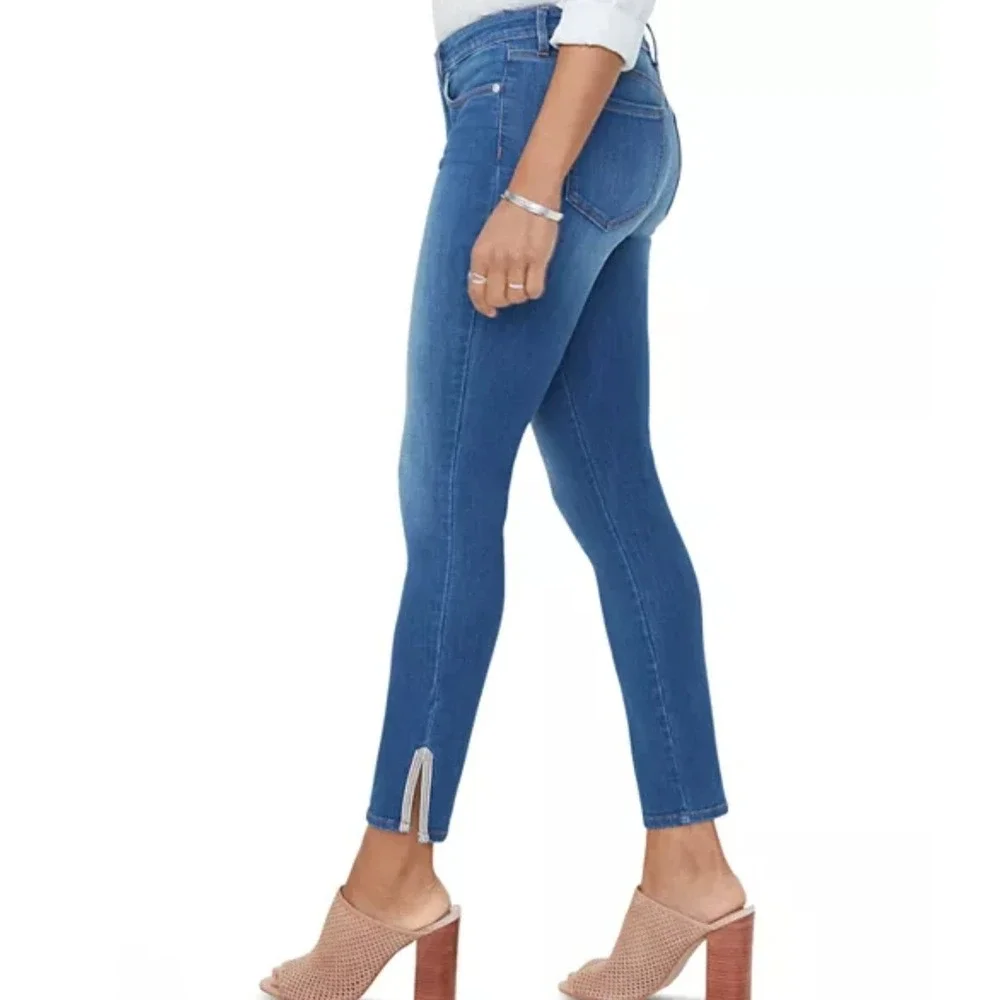NYDJ Ami‎ Skinny Blue Jeans Crop Ankle Slit Womens Sz 16 Plus Ladera